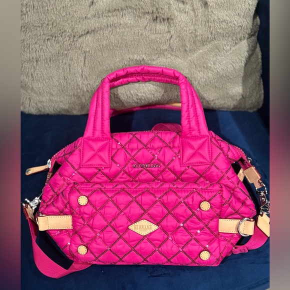 NWOT MZ Wallace Small Sutton Deluxe in Fuschia Pink with Sequins - Picture 2 of 6